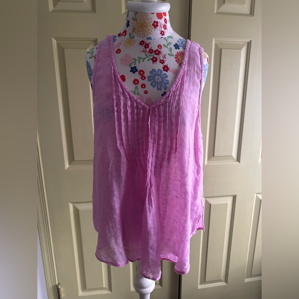 Calypso Pink Sleeveless Linen Top